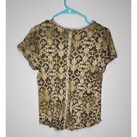 PILCRO x ANTHRO Spliced Neck Tee in Green Geometric Diamond Womens Medium - Picture 2 of 7